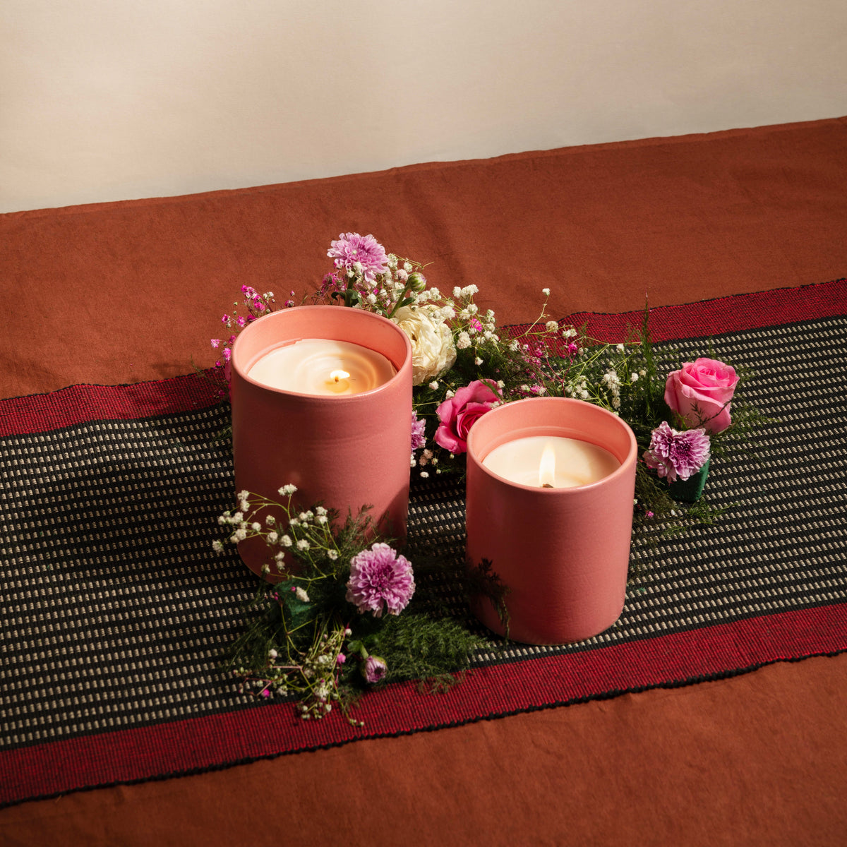 Lit Flame candle creating warm festive ambiance