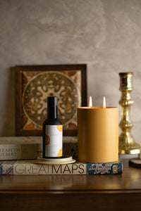 Hammam candle lit for self-care ritual