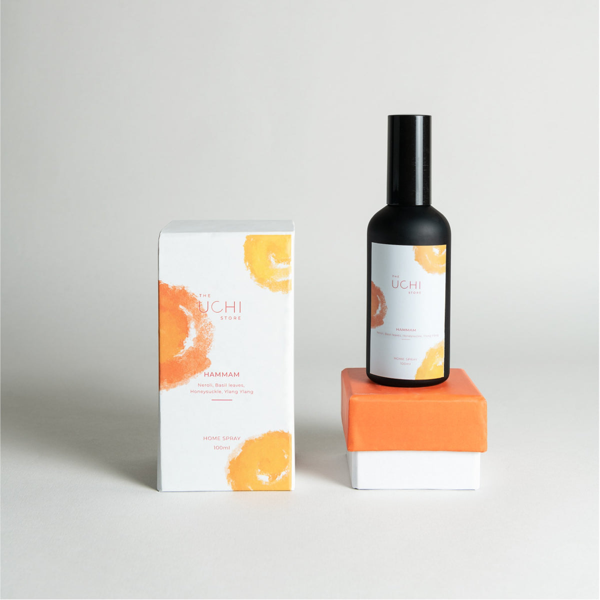 Hammam spray with its packaging, sleek & minimal design
